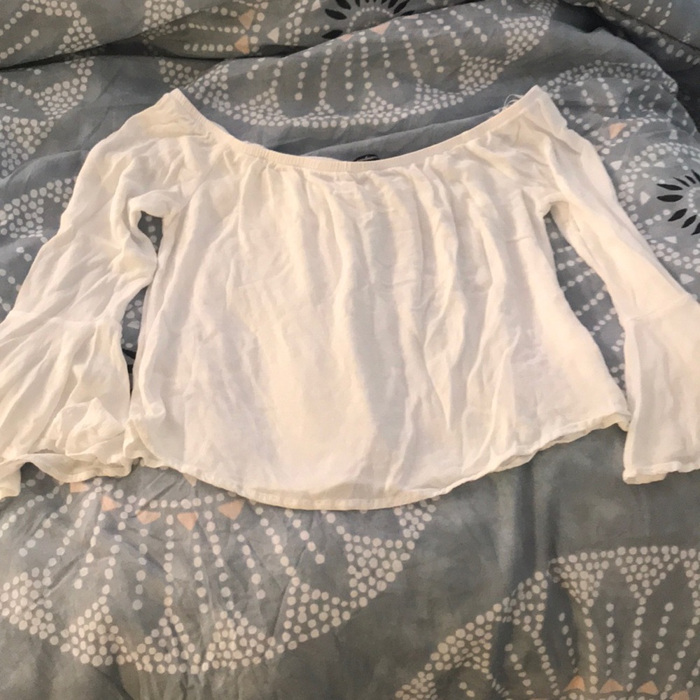 Off the shoulder white shirt